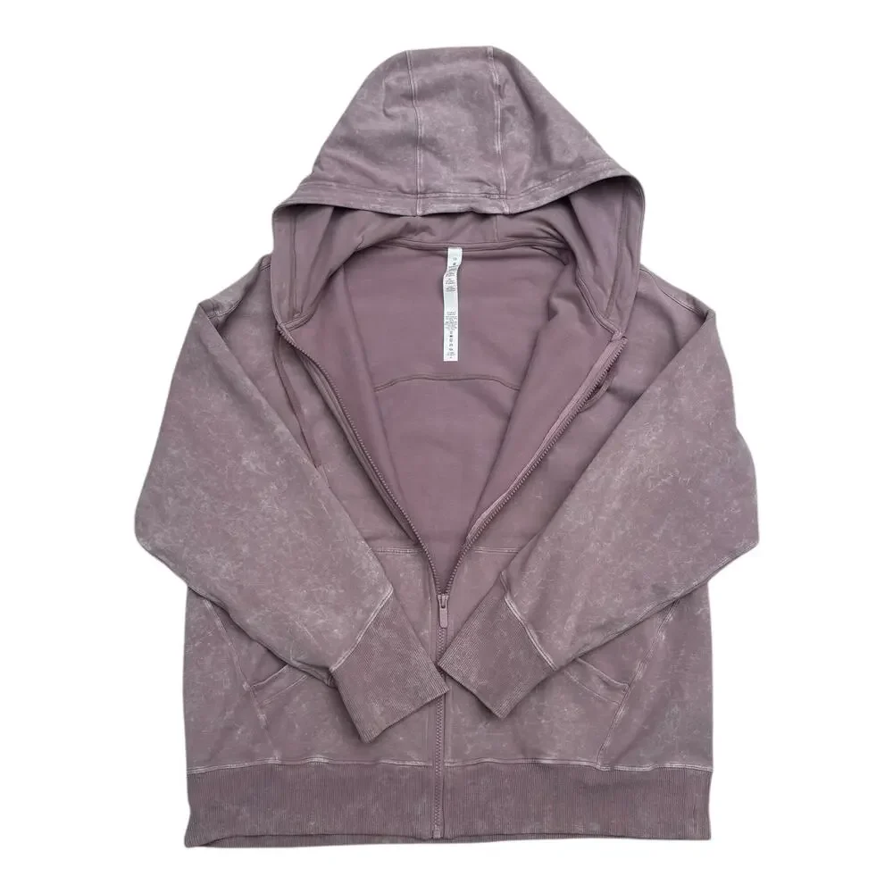 Lululemon Ready to Roll Hoodie Size 10 Washed Vintage Mauve Full Zip